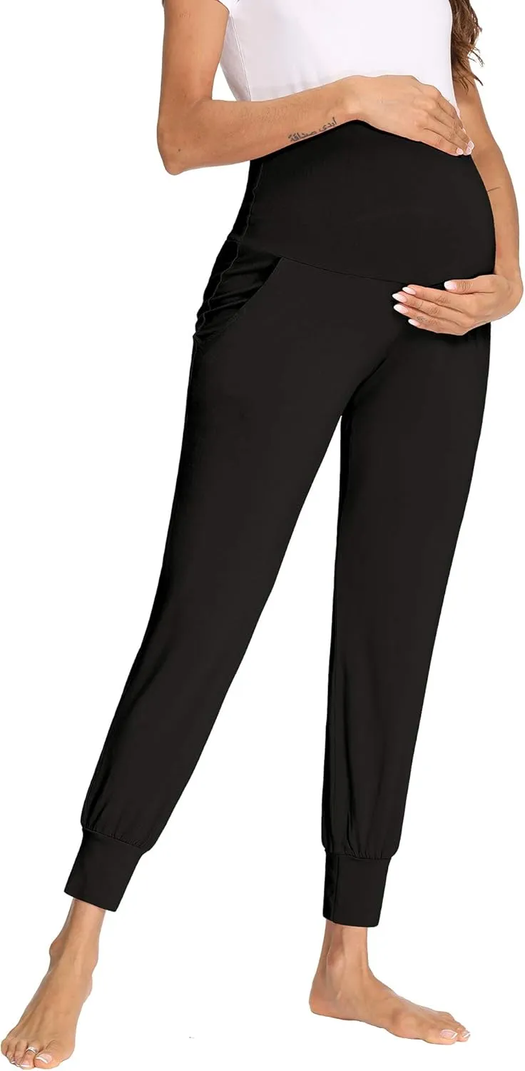 fitglam Women's Maternity Pants Over Belly Lounge Pajamas Clothes Pregnancy Must Haves Joggers with Pockets