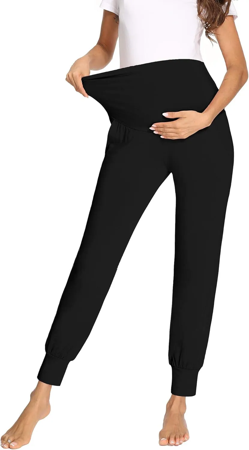 fitglam Women's Maternity Pants Over Belly Lounge Pajamas Clothes Pregnancy Must Haves Joggers with Pockets