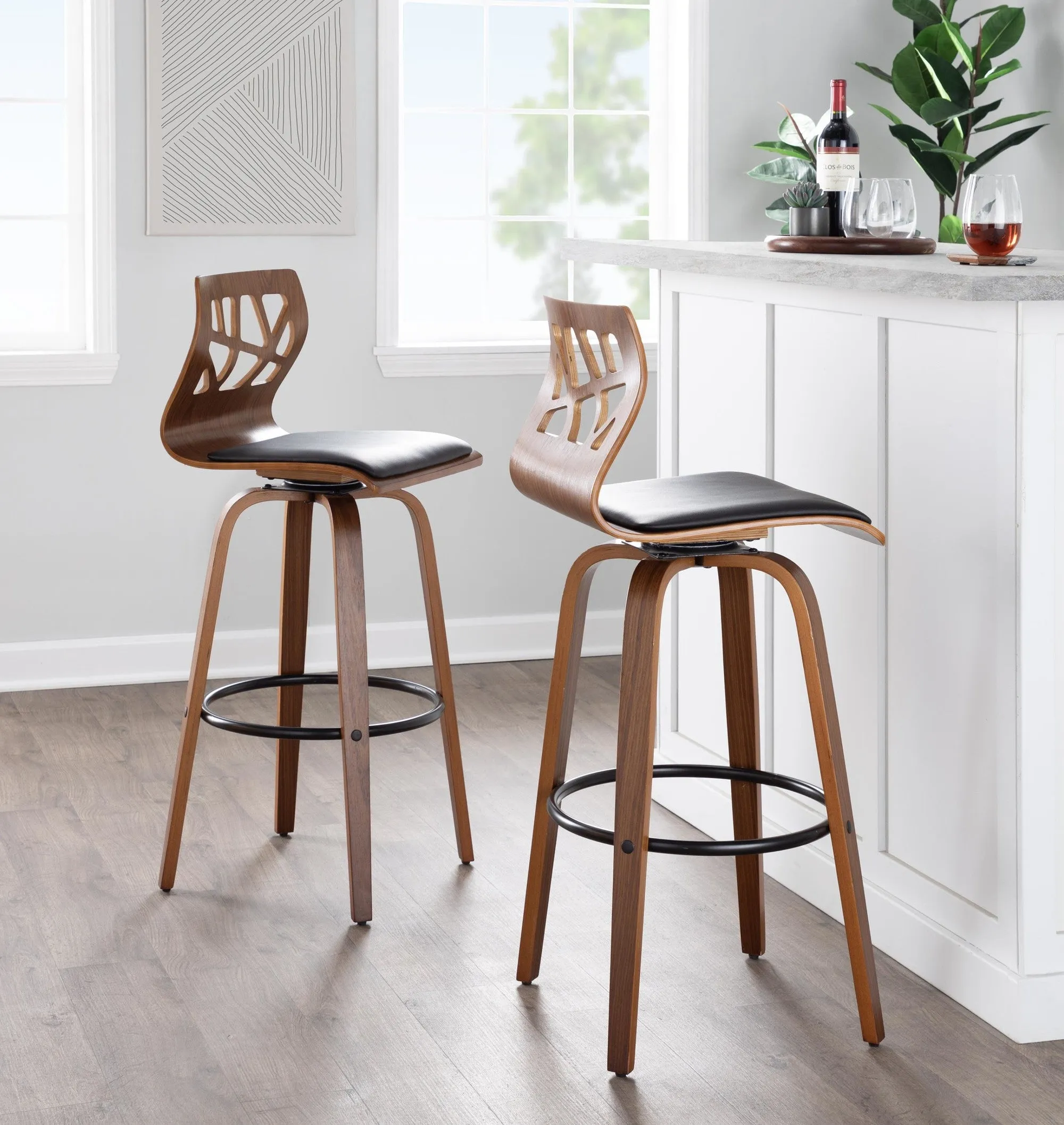 Folia 30" Fixed-Height Counter Stool - Set of 2 Black By LumiSource