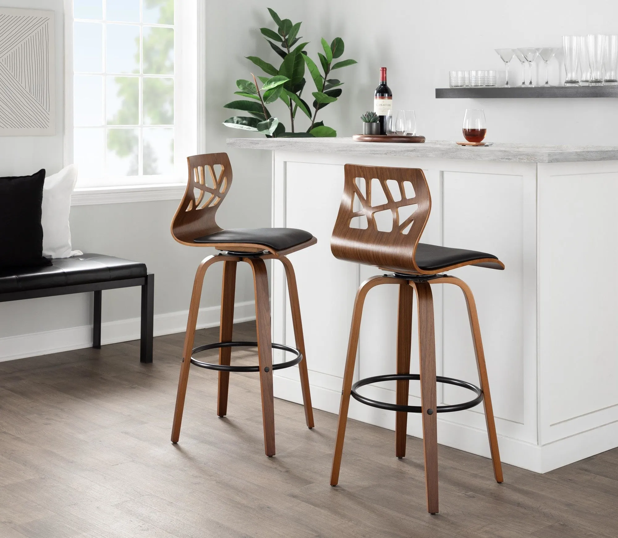 Folia 30" Fixed-Height Counter Stool - Set of 2 Black By LumiSource