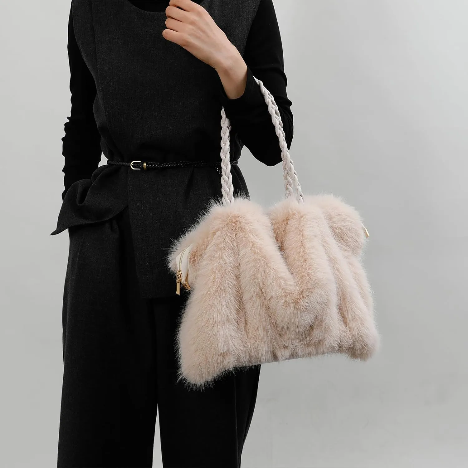 Furry Purse Winter Fluffy Bags for Women Fuzzy Tote Bag Handbags Faux Fur Bag Fluffy Shoulder Crossbody Bag