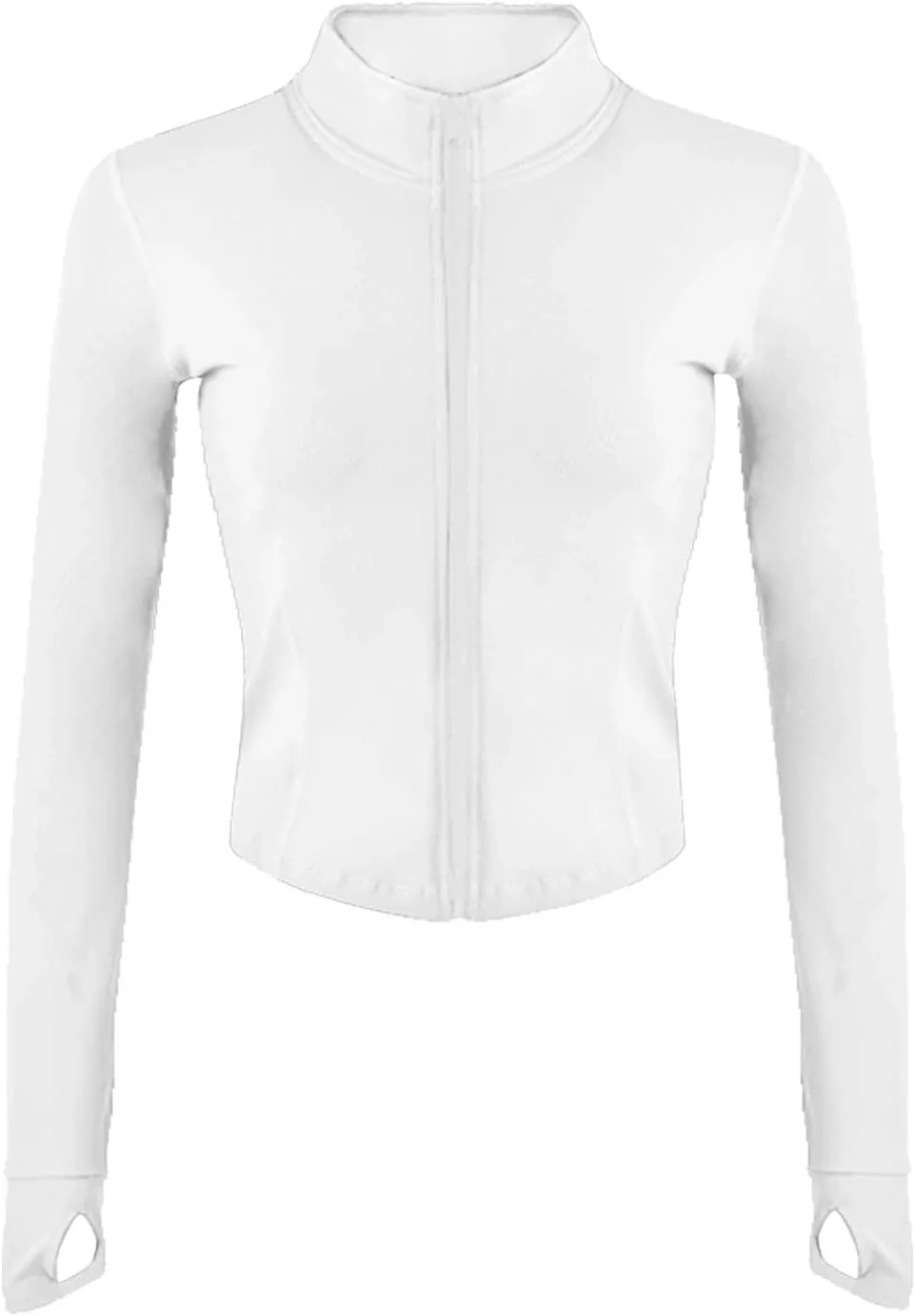 Gacaky Women's Athletic Jacket Lightweight Full Zip Up Yoga Jacket Cropped Workout Slim Fit Tops with Thumb Holes