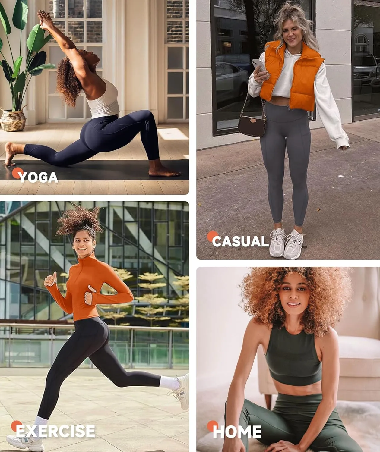 GAYHAY Leggings with Pockets for Women - 19" / 25" Yoga Pants High Waist Tummy Control Compression for Workout