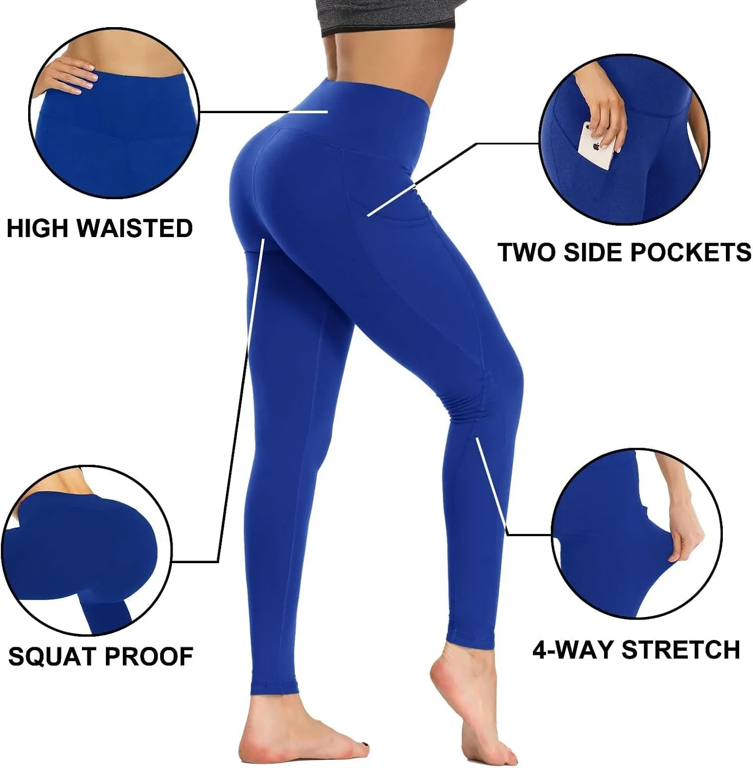 GAYHAY Leggings with Pockets for Women - 19" / 25" Yoga Pants High Waist Tummy Control Compression for Workout