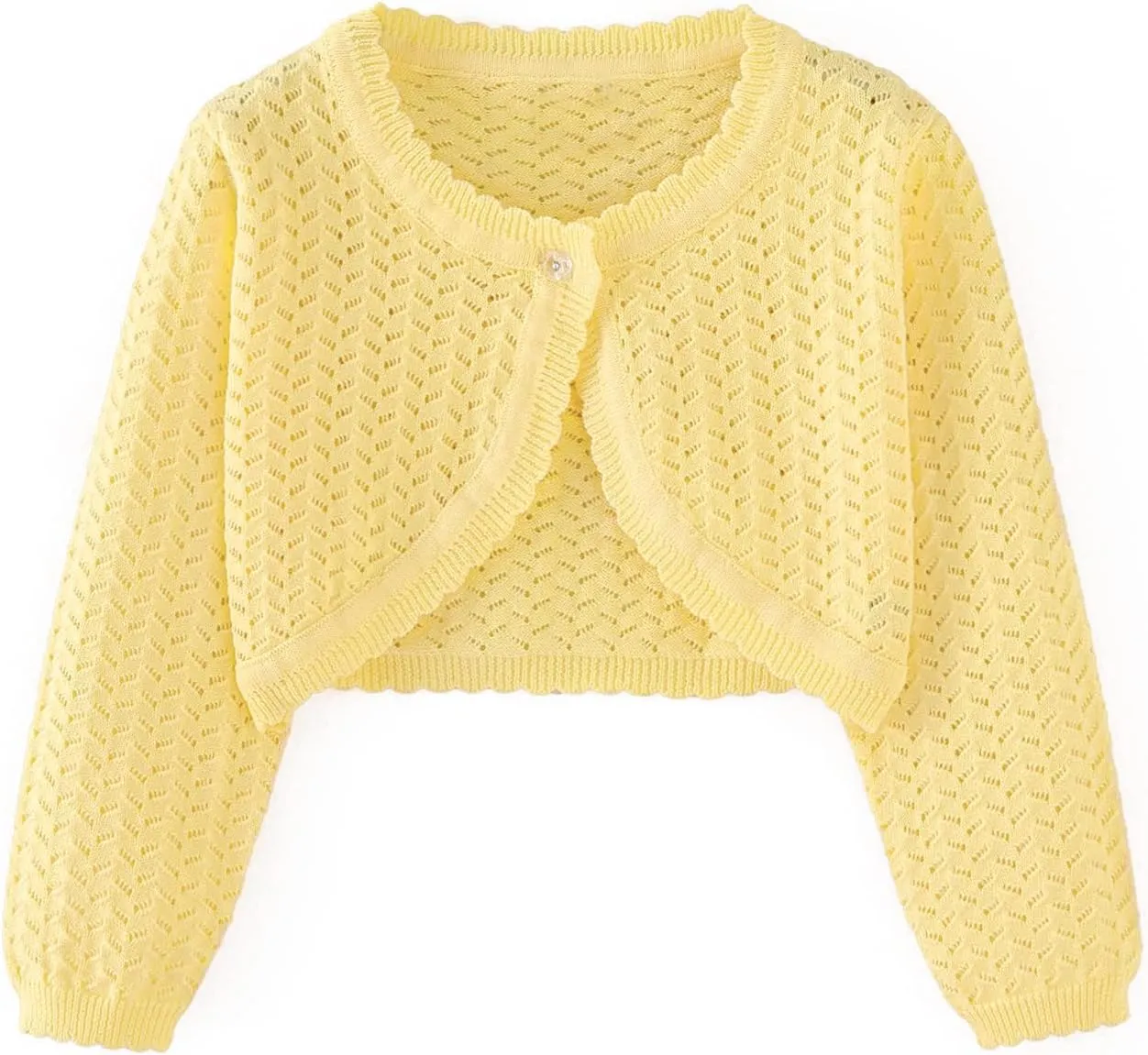 Girls Cardigan Sweater Toddler Bolero Shrug Baby Kids Long Sleeve Dress Up Button Closure Cropped Jacket Tops