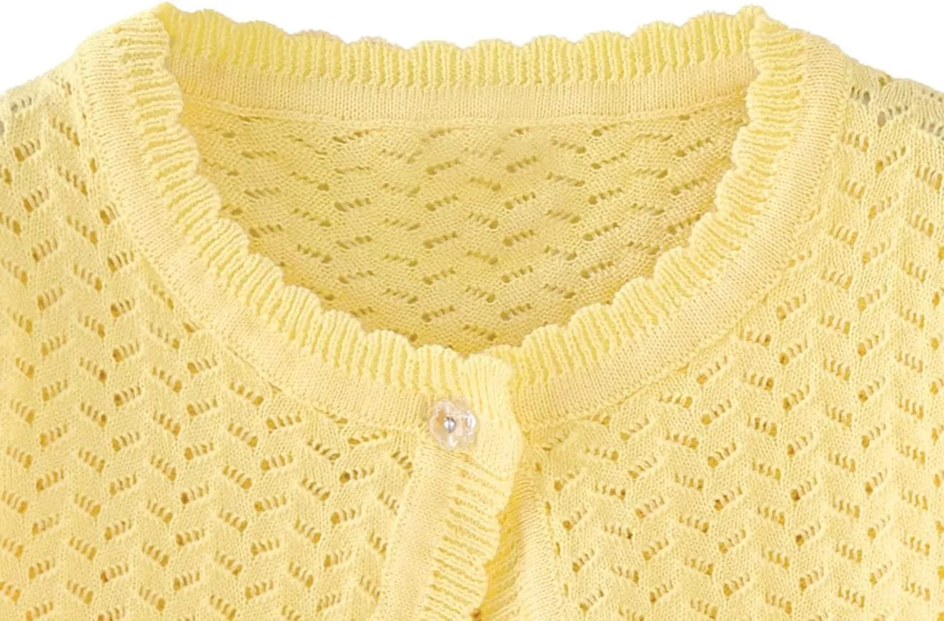 Girls Cardigan Sweater Toddler Bolero Shrug Baby Kids Long Sleeve Dress Up Button Closure Cropped Jacket Tops