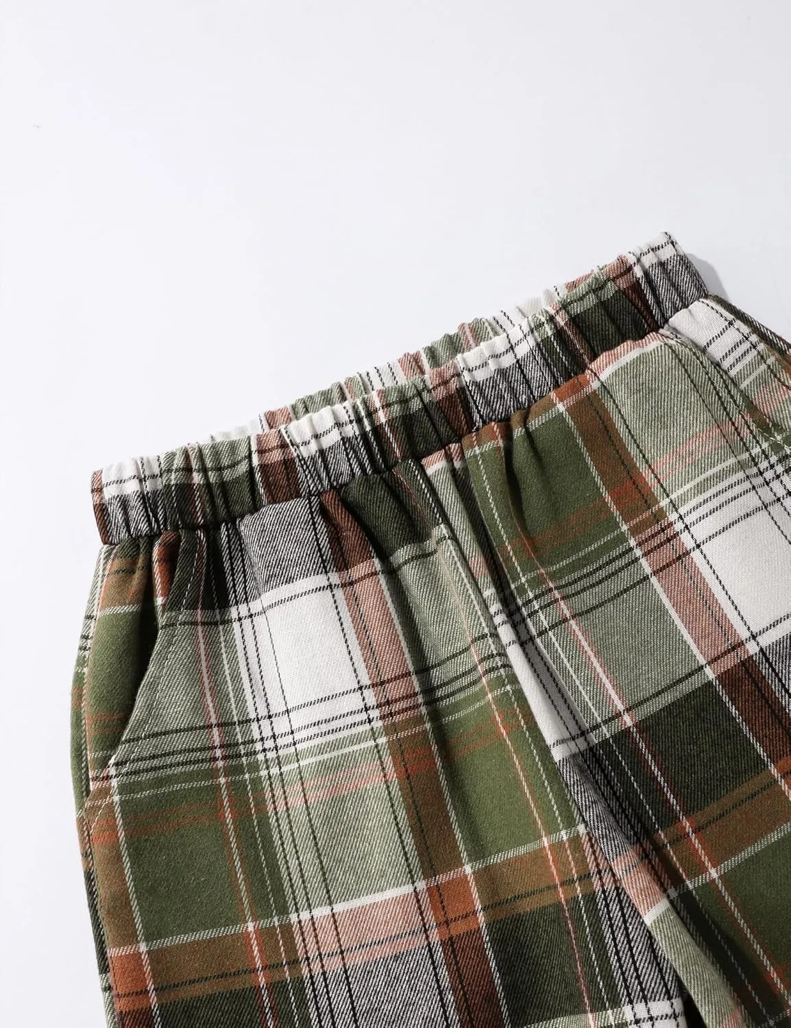 Girls Clothes Solid Long Sleeve Tops Plaid Wide Leg Pants with Pockets Girls Outfits Size 6-14