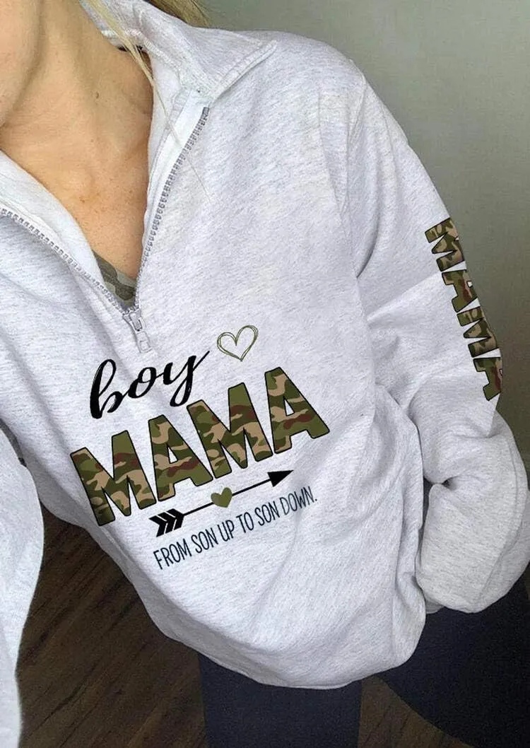 GOWONE Women's Mama Life Sweatshirt Long Sleeve 1/4 Zipper Pullover Sweater High Collar Tunic Tops Outwear Coat