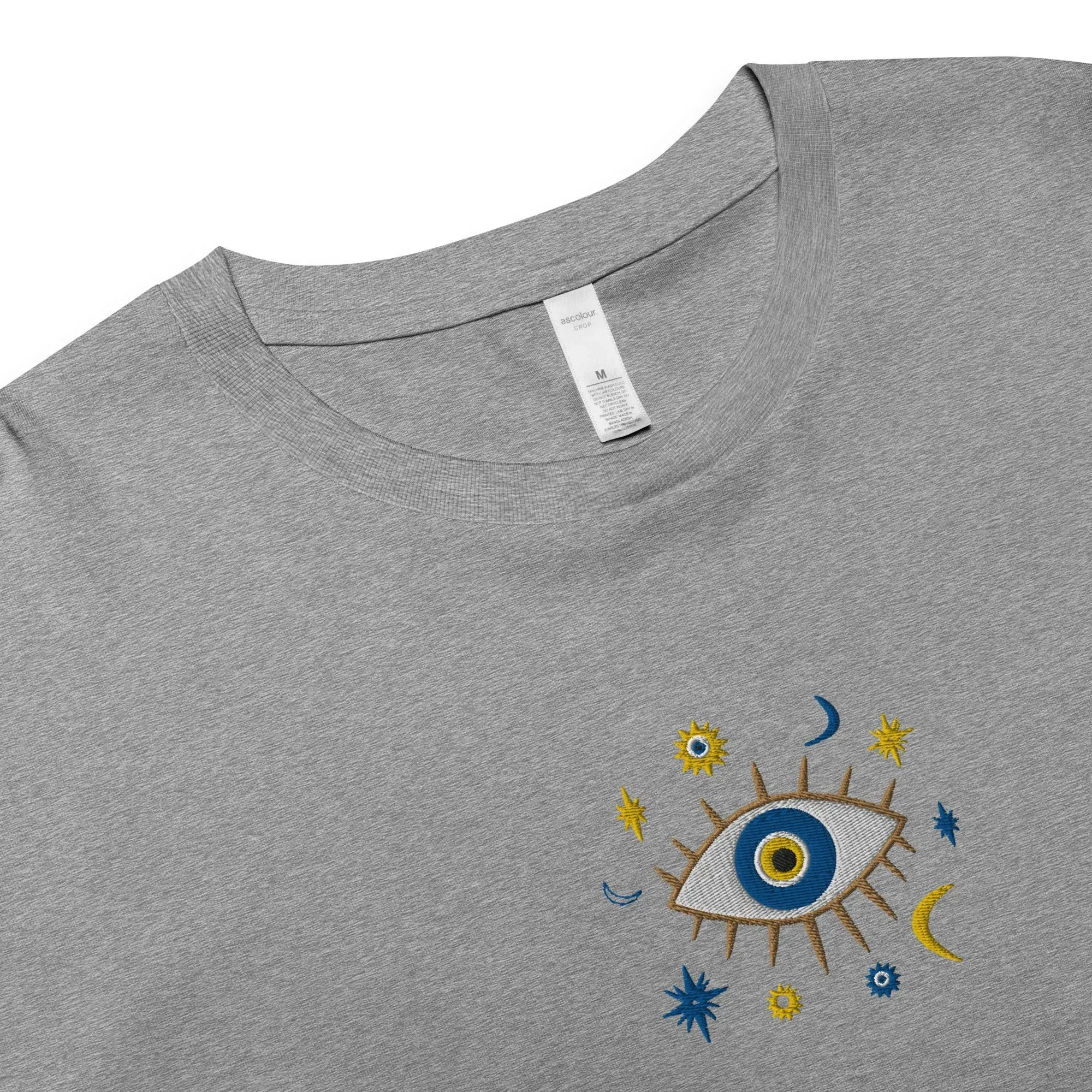 Greek Evil Eye Embroidered Cropped T-Shirt