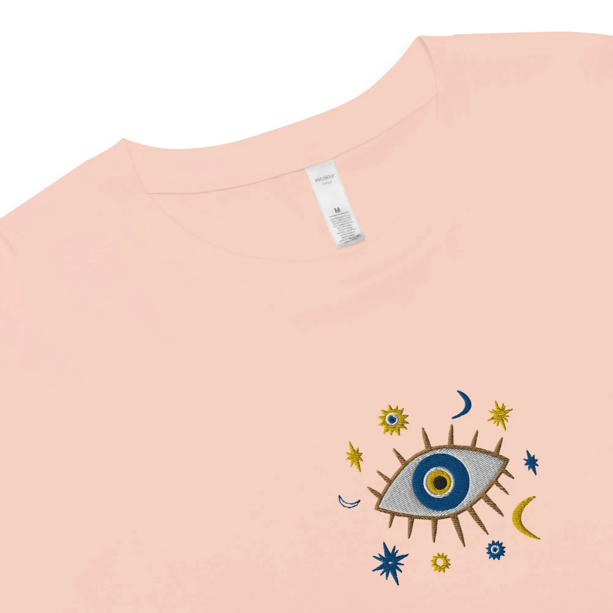 Greek Evil Eye Embroidered Cropped T-Shirt