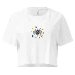 Greek Evil Eye Embroidered Cropped T-Shirt
