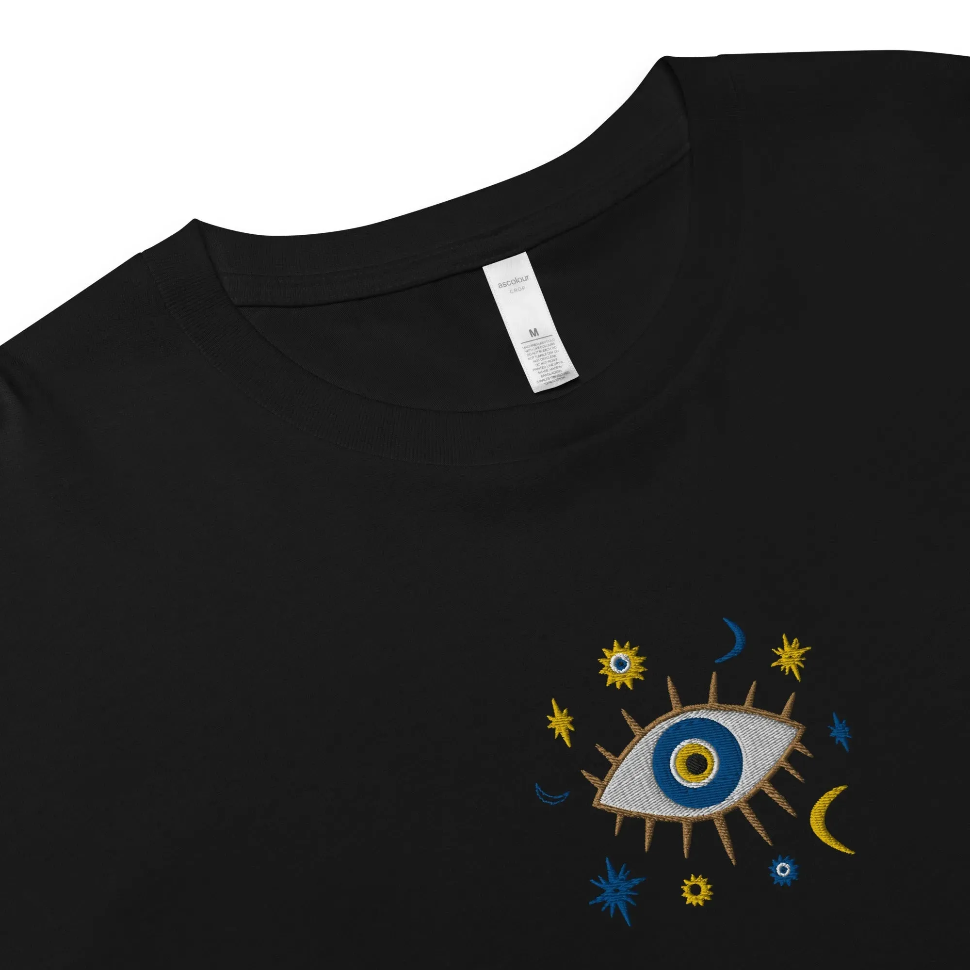 Greek Evil Eye Embroidered Cropped T-Shirt