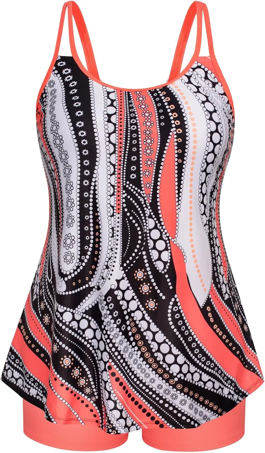 Hanna Nikole Womens Plus Size Tankini Swimsuit Two Piece Bathing Suits Flowy Swim Tops with Boy Shorts