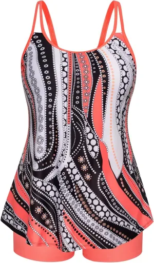 Hanna Nikole Womens Plus Size Tankini Swimsuit Two Piece Bathing Suits Flowy Swim Tops with Boy Shorts