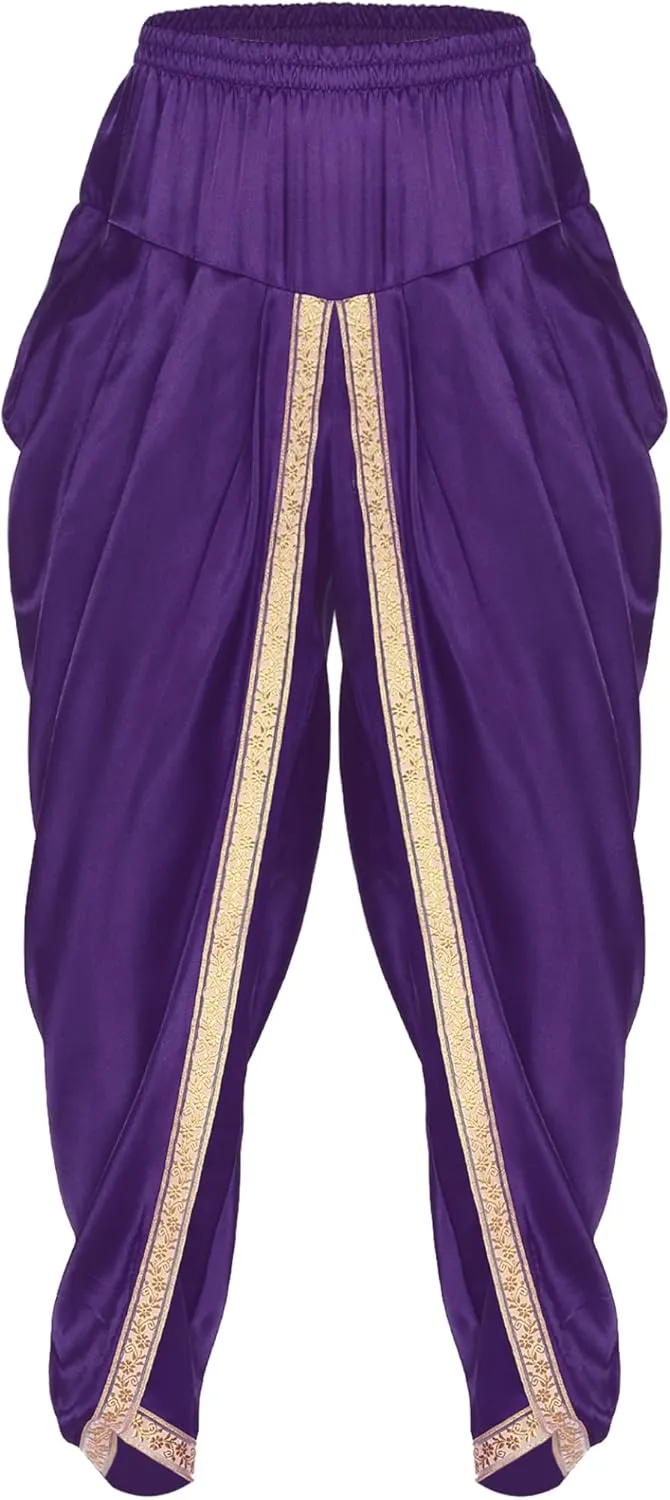 Harem Pants for Men Loose Fit Elastic Waist Dhoti Pants Drop Crotch Trousers Halloween Fancy Dress