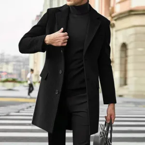 Herbst Winter Herren Casual Wollmantel Britischer Stil Herren Langarm Wolljacke gefüttert