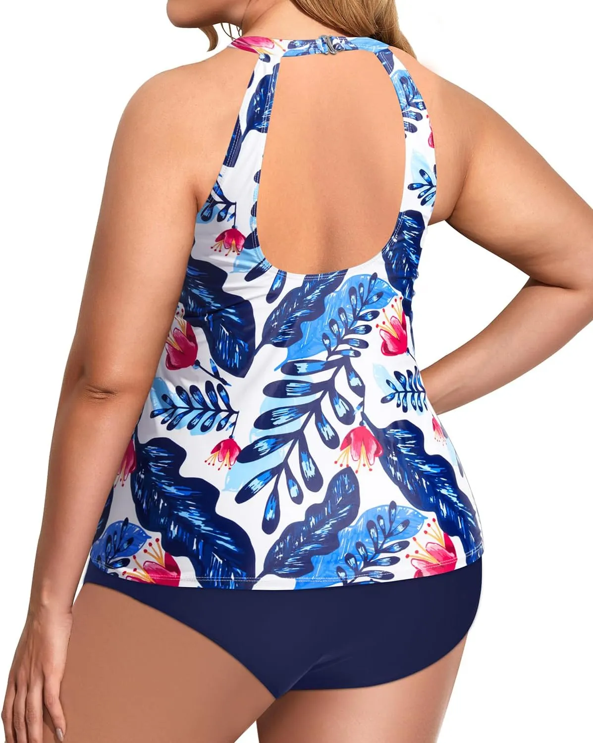 Holipick Two Piece Tankini Swimsuits for Women Tummy Control Bathing Suits High Neck Tankini Tops with Bikini Bottom
