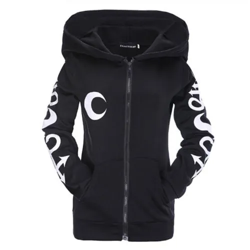 Hot Goth Women Punk Gothic Witch Vampire Hooded Coats Long Sleeve Sport O-Neck Hoodies