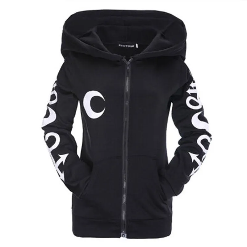 Hot Goth Women Punk Gothic Witch Vampire Hooded Coats Long Sleeve Sport O-Neck Hoodies