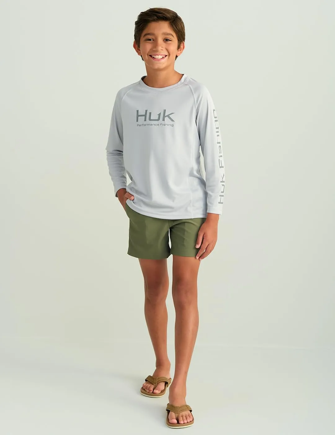 HUK Boy's Pursuit Solid Long Sleeve, Fishing Shirt for Kids