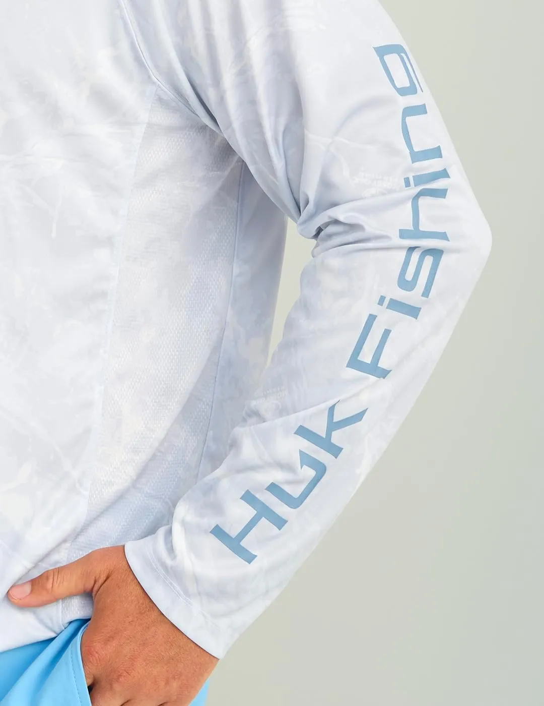 HUK Men's Pursuit Pattern Crew Sleeve, Performance Shirt