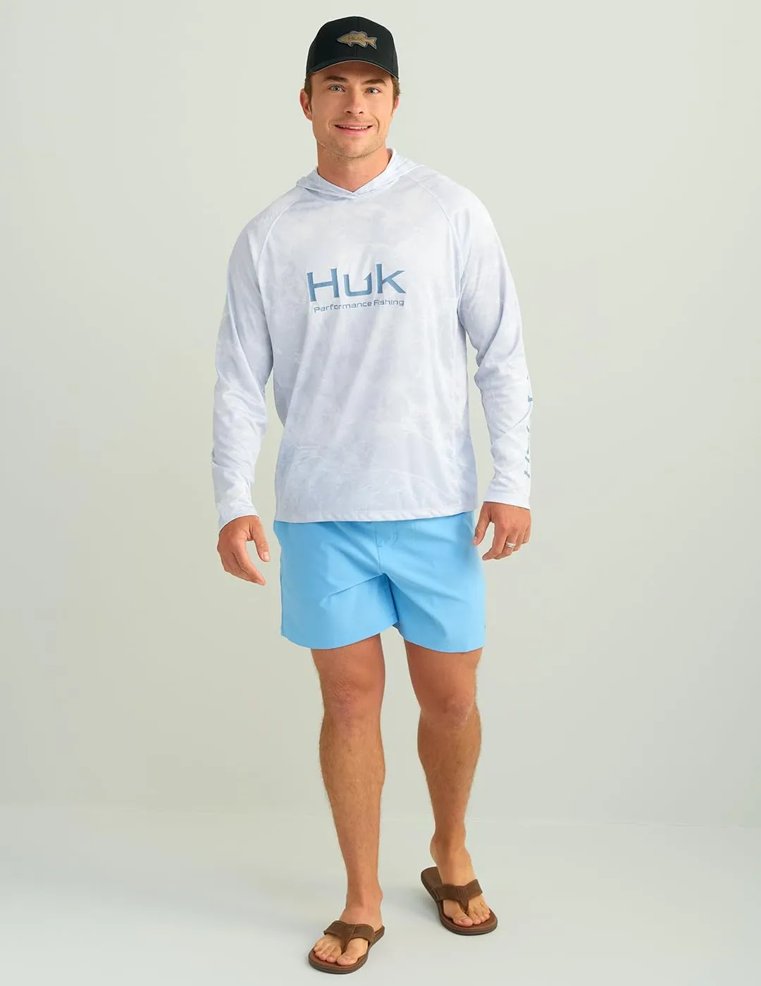 HUK Men's Pursuit Pattern Crew Sleeve, Performance Shirt