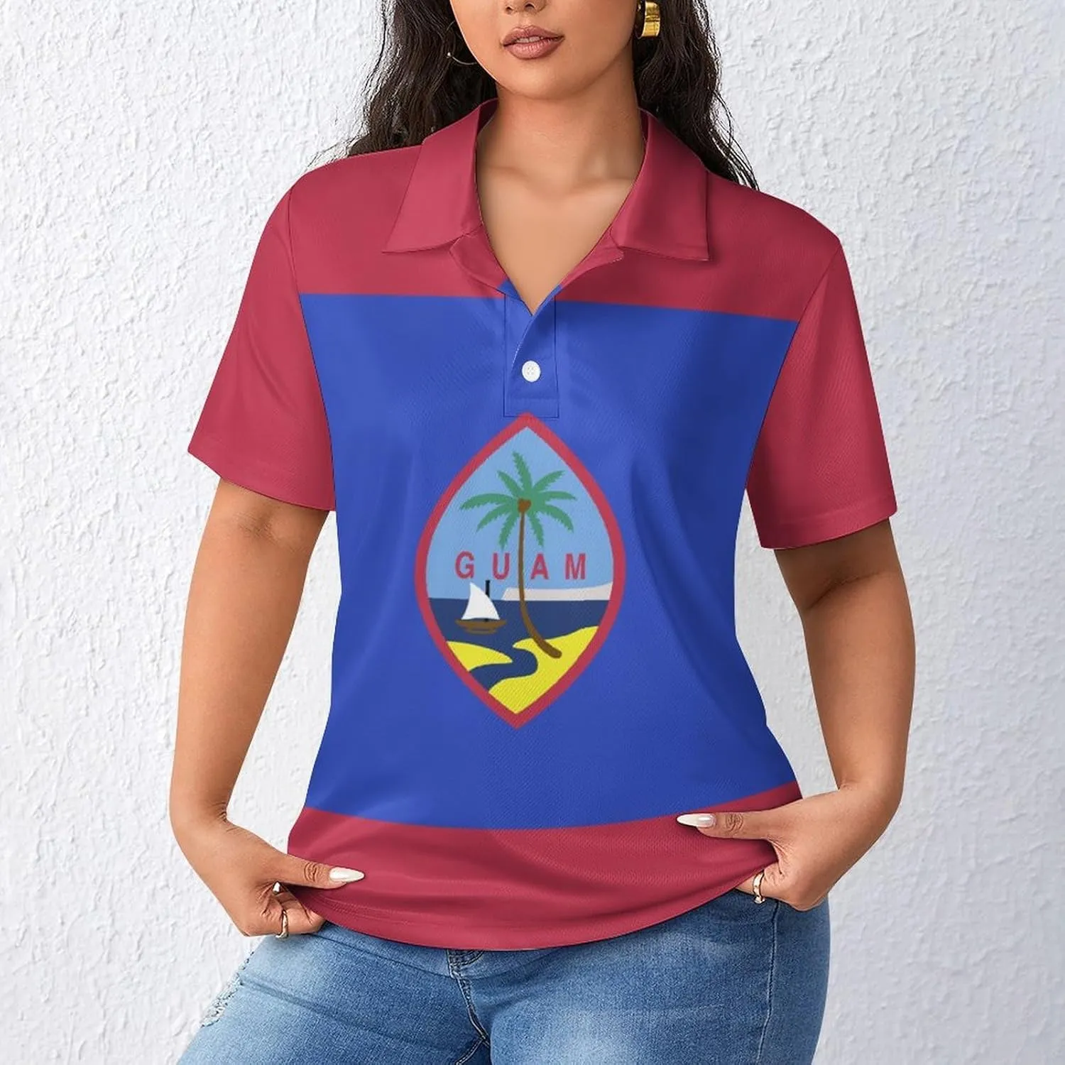 Iceland Flag Polo-Shirts for Women,V-Neck Soft Tops for Women,Summer Collar Tops Short Sleeve Work Blouses