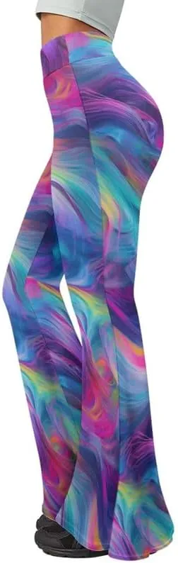 Irisjudy Women Flare Leggings Skulls Elastic High Waist Bootcut Yoga Pants Bell Bottom Camouflage Flared Sweatpants for Women
