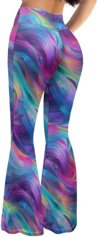 Irisjudy Women Flare Leggings Skulls Elastic High Waist Bootcut Yoga Pants Bell Bottom Camouflage Flared Sweatpants for Women