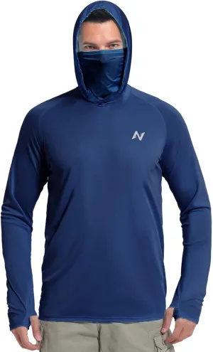 isnowood Sun Shirt UPF 50  Men's Fishing Long Sleeve Hooded Rash Guard Hiking Swimming Running UV Protection Hoodie