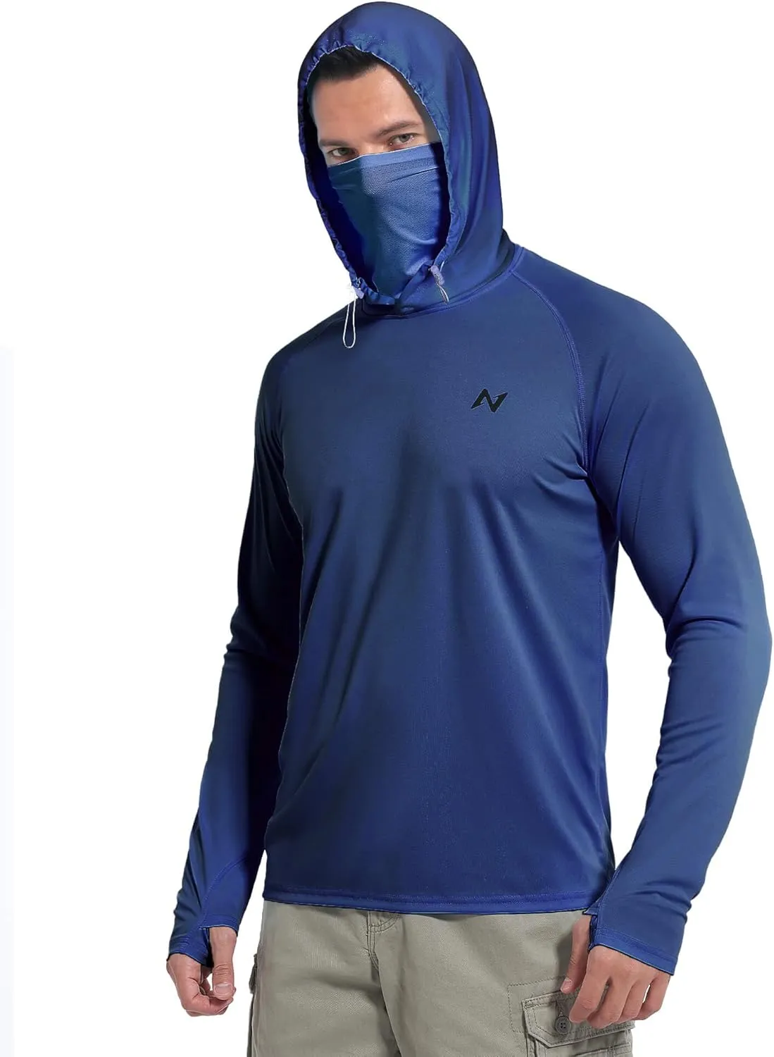 isnowood Sun Shirt UPF 50  Men's Fishing Long Sleeve Hooded Rash Guard Hiking Swimming Running UV Protection Hoodie