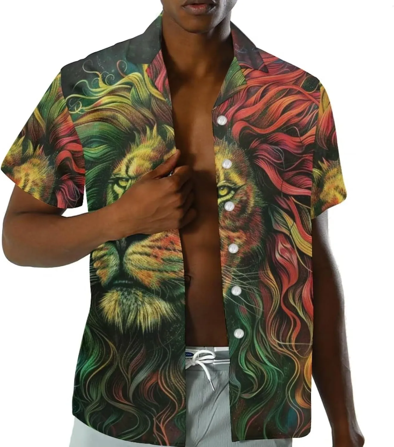 Jamaican 2 Piece Set Couple Outfits Women Jamaica Flag Short Sleeve Skinny Slim Dress Men's Shirt