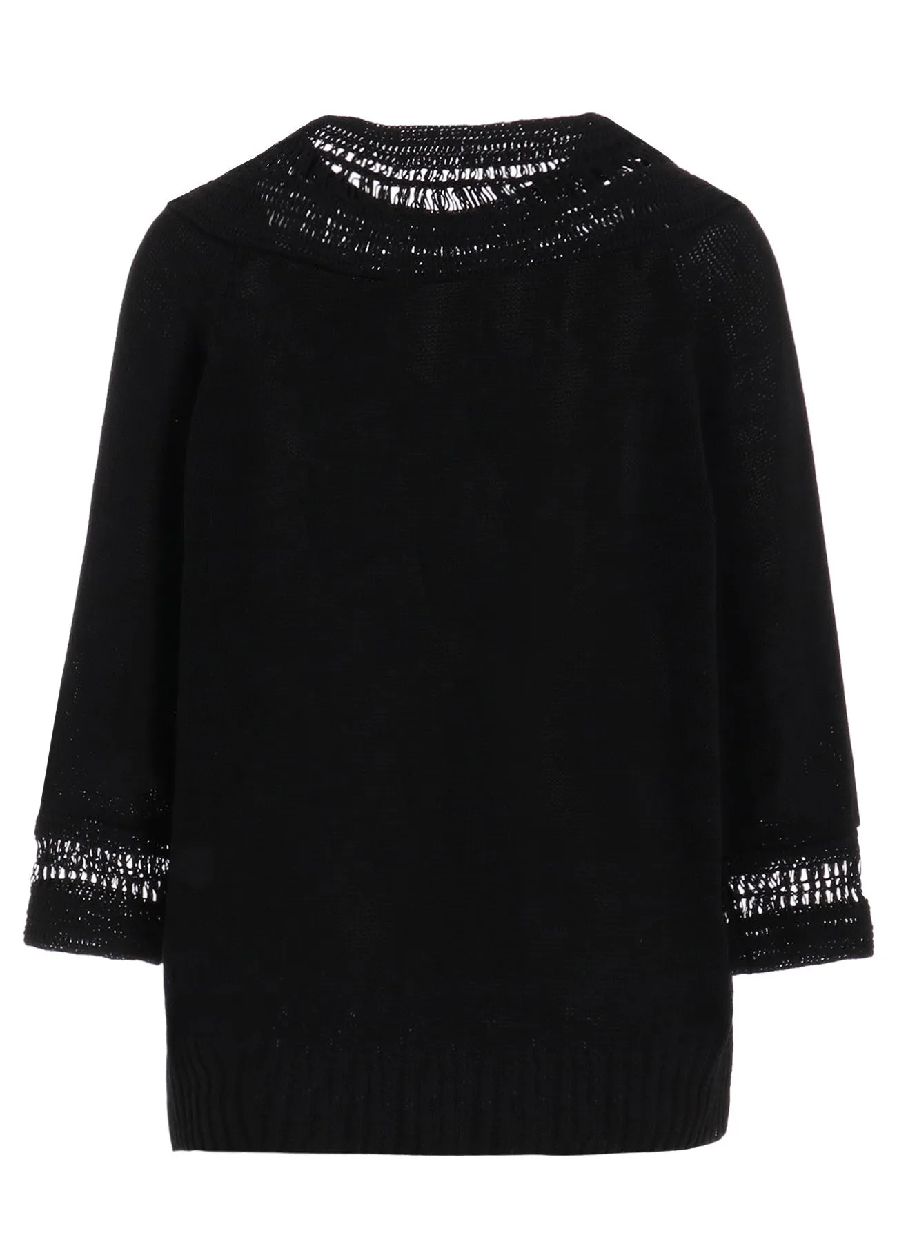 JERSEY BROAD STITCH CROCHET HALF SLEEVE PULLOVER