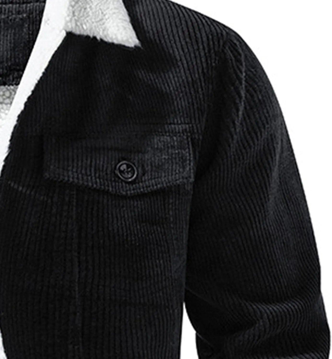 JEsilunmaMY Men's Sherpa Lined Winter Corduroy Jacket Button Down Wash Padded Coats Casual Fleece Cotton Cargo Jacket
