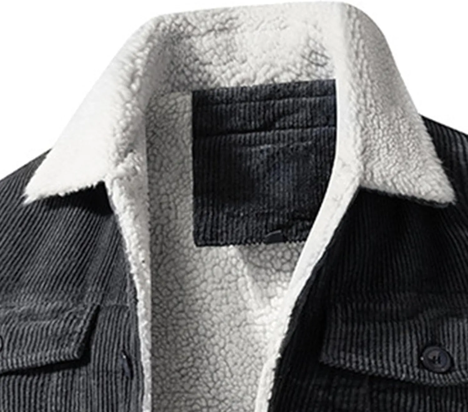 JEsilunmaMY Men's Sherpa Lined Winter Corduroy Jacket Button Down Wash Padded Coats Casual Fleece Cotton Cargo Jacket