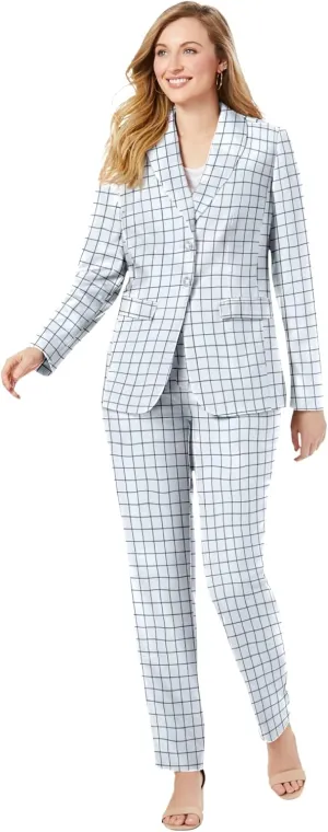 Jessica London Women's Plus Size Two Piece Single Breasted Pant Suit Set