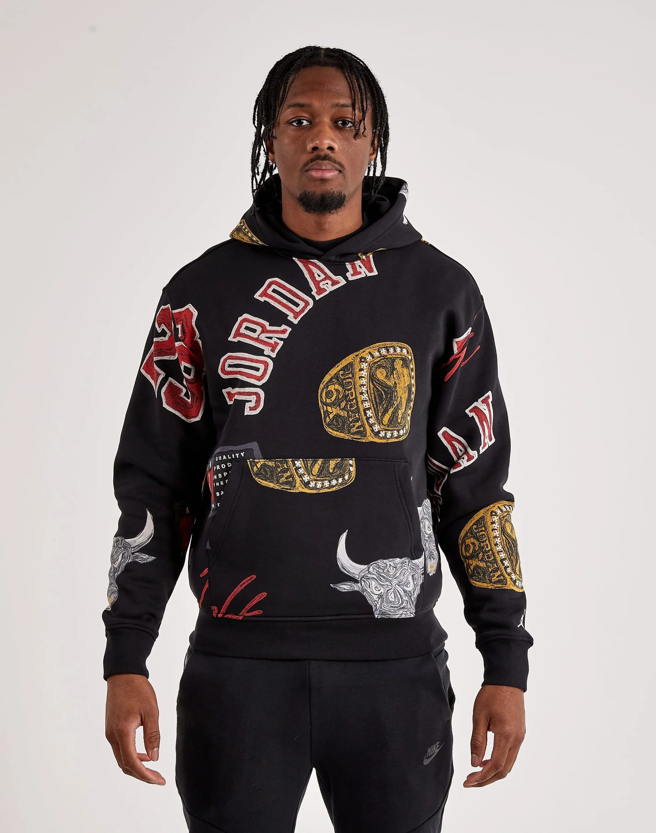 Jordan Essentials Fleece Allover Print Pullover Hoodie