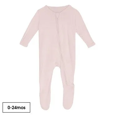 Kickee Pants Footie with 2 Way Zipper in Macaroon