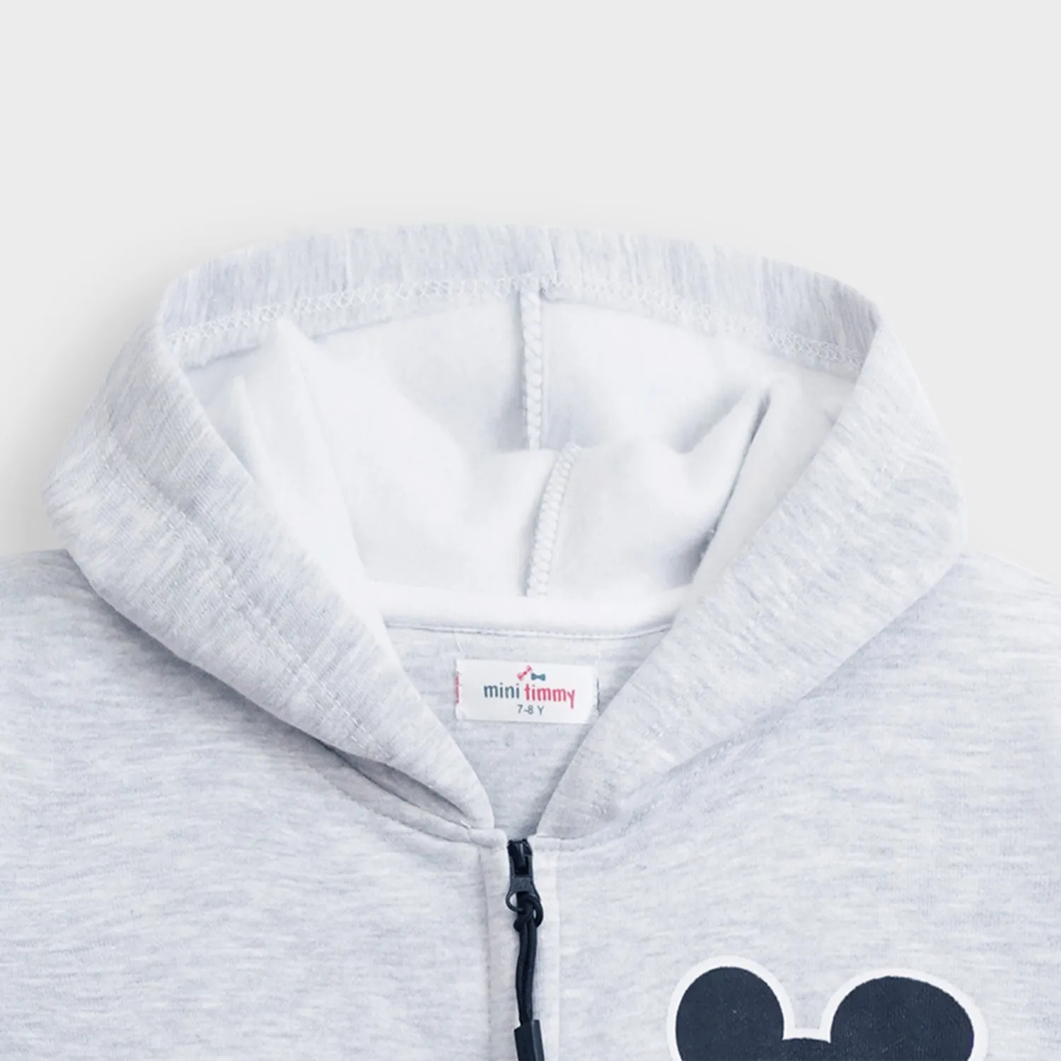 Kids Premium Quality "Mickey" Printed  Fleece Grey ZIPPER HOODIE Tracksuit