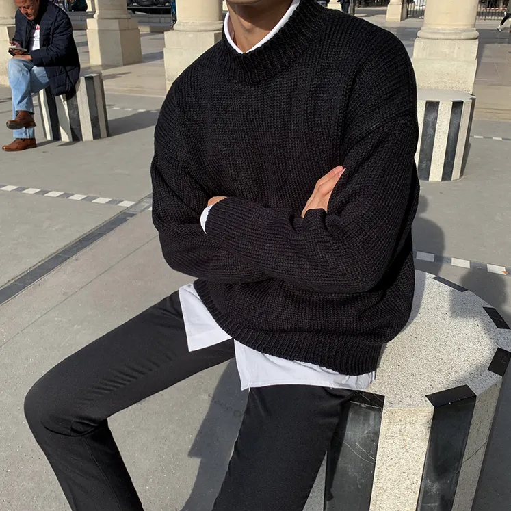 [Korean Style] Ethan Solid Color Rib Knit Top