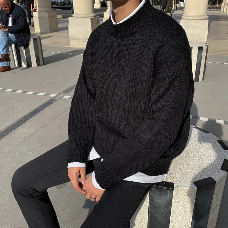 [Korean Style] Ethan Solid Color Rib Knit Top