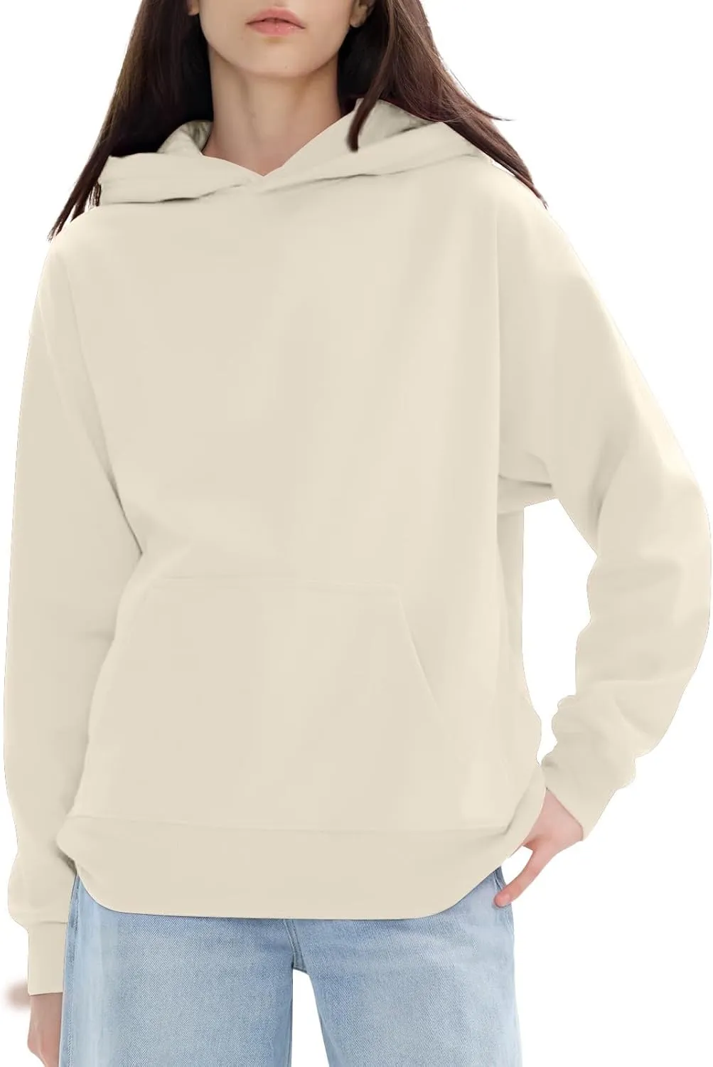 KUIOLYPOER Hoodies for Womens Sweatshirt Fall Fashion 2024 Long Sleeve Solid Color Top Sweatshirts with Pocket