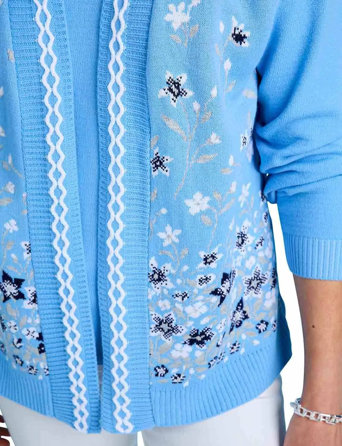 Ladies Floral Jacquard Mock Twin Set