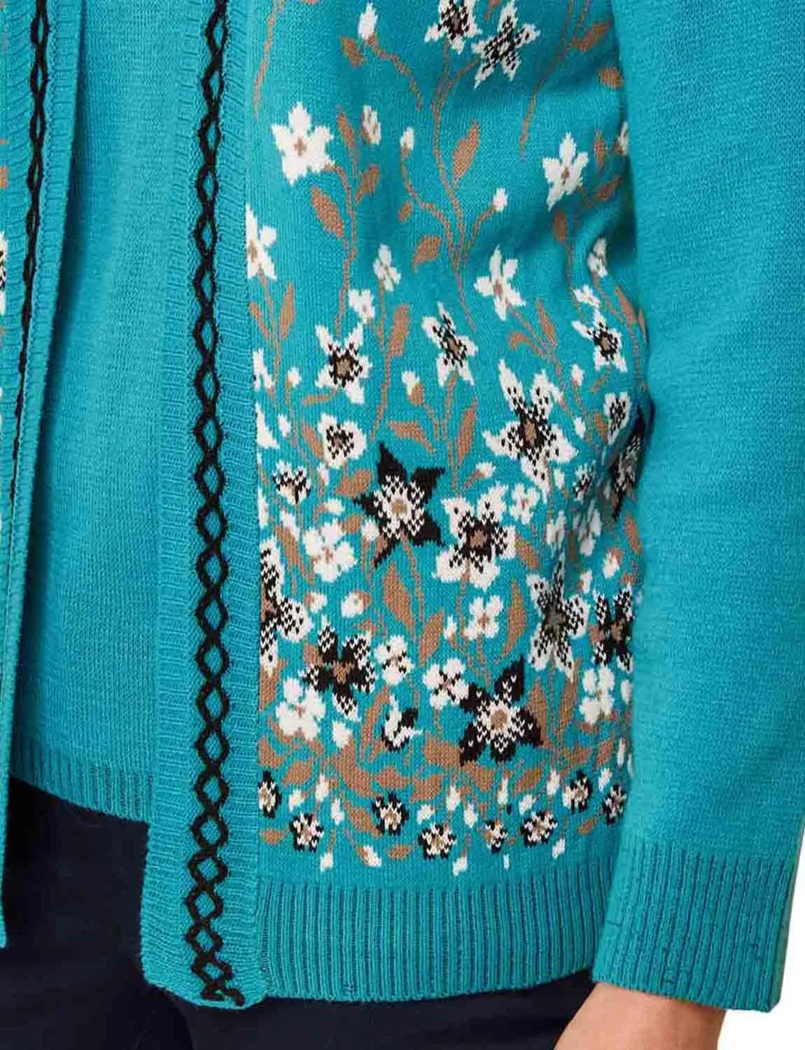 Ladies Floral Jacquard Mock Twin Set