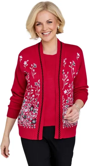 Ladies Floral Jacquard Mock Twin Set