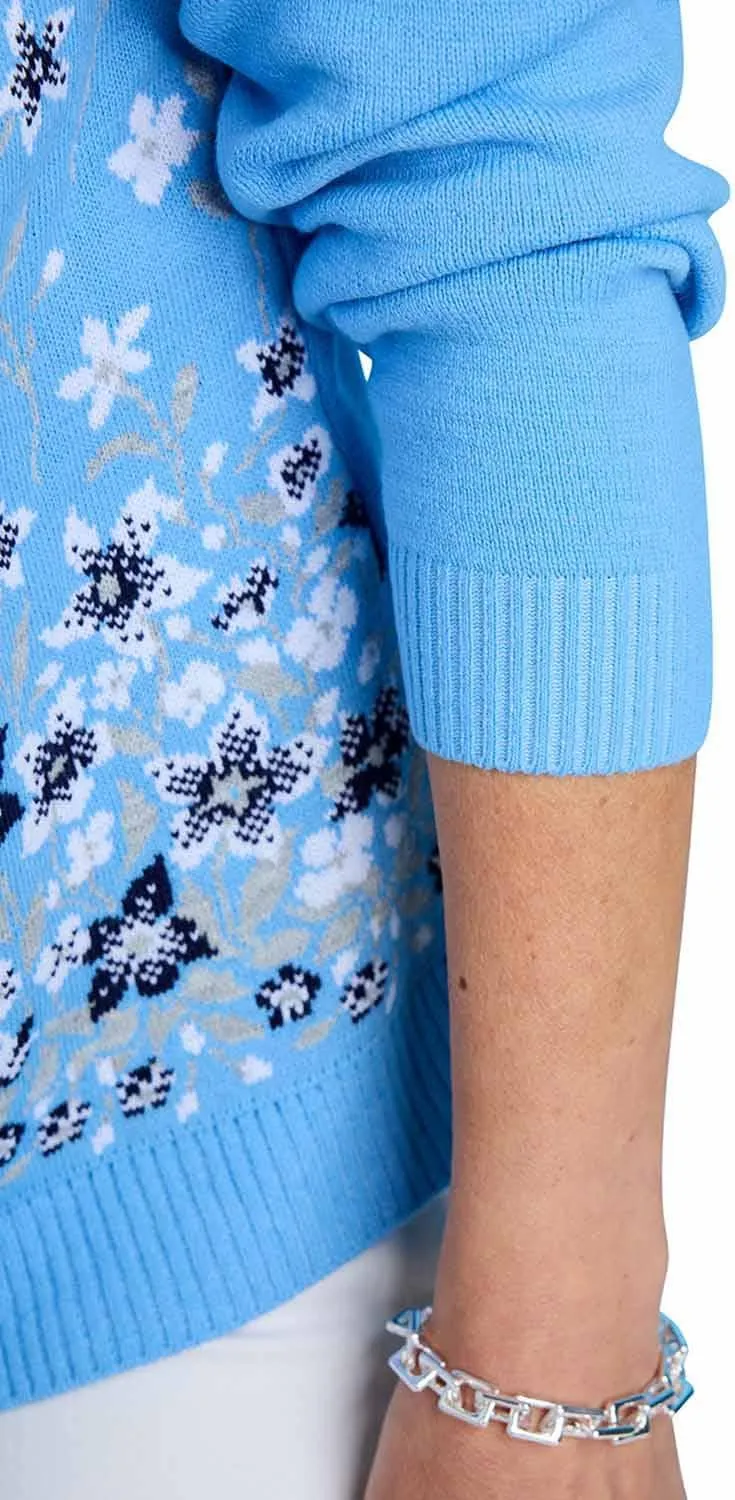 Ladies Floral Jacquard Mock Twin Set