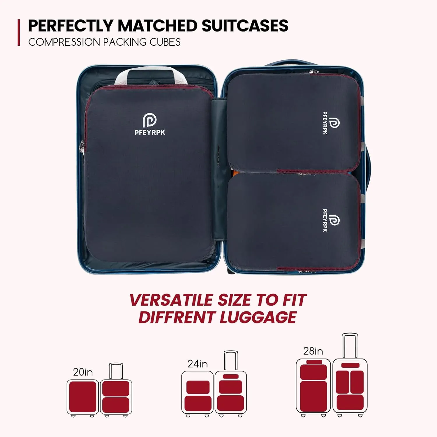 Lightweight Compression Packing Cubes for Suitcases, Compressible Expandable Travel Packing Organizer with Clear Toiletries and Backpack Bag, Travel Essentials for Carry on Luggage 7 Set