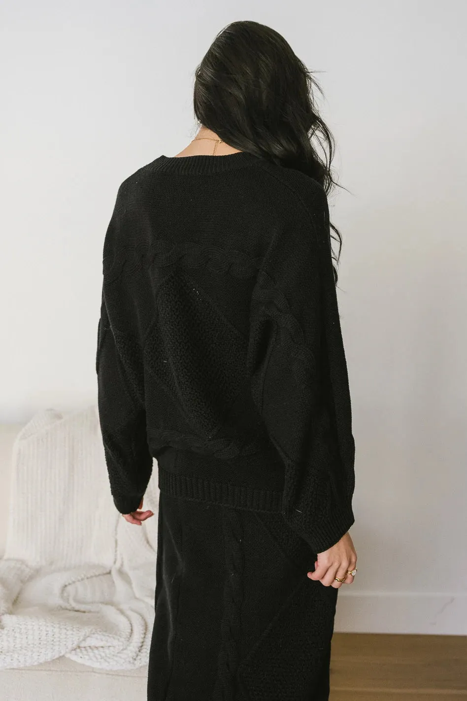 Lilly Cable Knit Sweater in Black - FINAL SALE