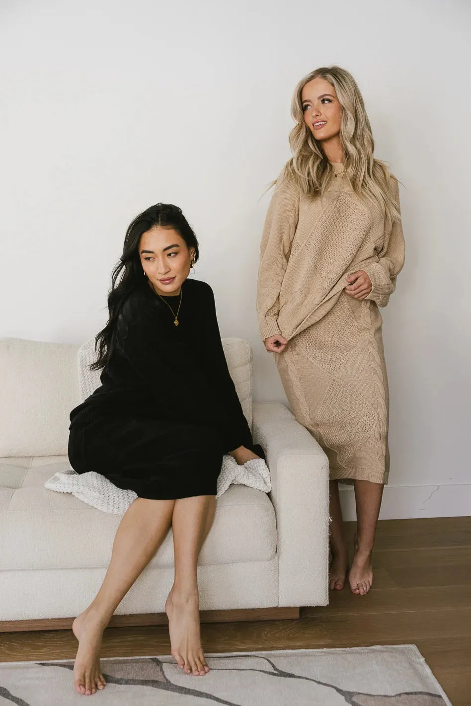 Lilly Cable Knit Sweater in Black - FINAL SALE