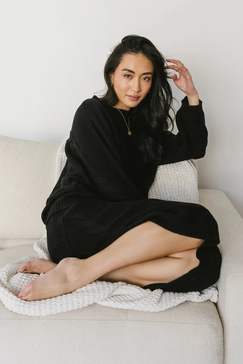 Lilly Cable Knit Sweater in Black - FINAL SALE